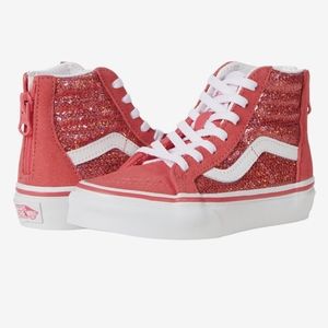 Vans Kids Girl's Sk8-Hi Zip (Micro Sequins) Paradise Pink/True White